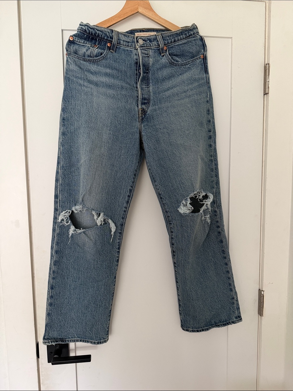 Levi's Light Blue Straight Leg Ripped Jeans